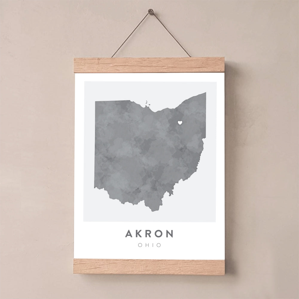akron ohio map poster
