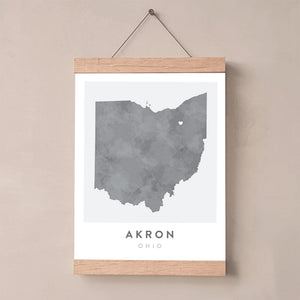 akron ohio map poster