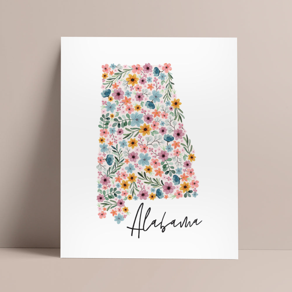 floral alabama art print