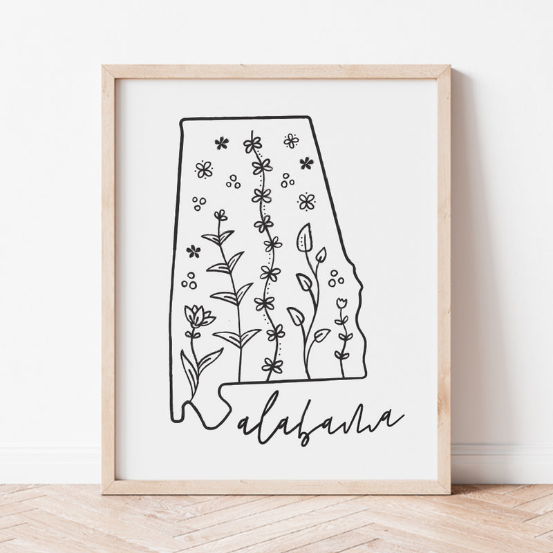 alabama outline wall art