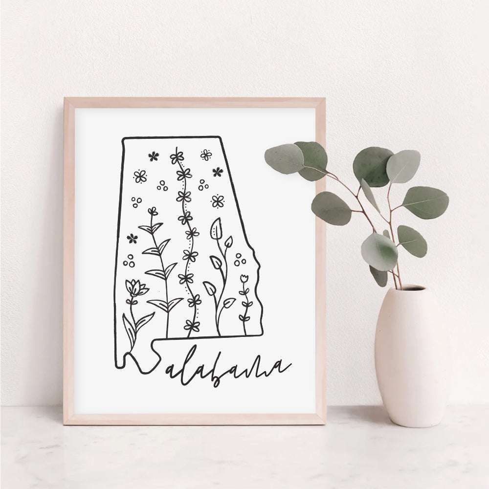alabama floral poster