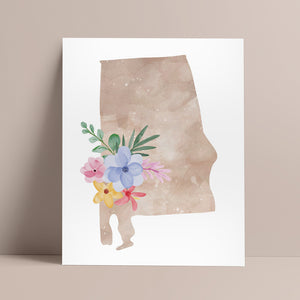 alabama floral wall art