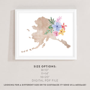 alaska watercolor floral wall art