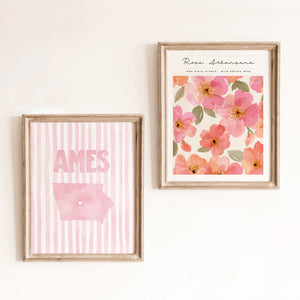 Ames, Iowa Pink Pastel Poster
