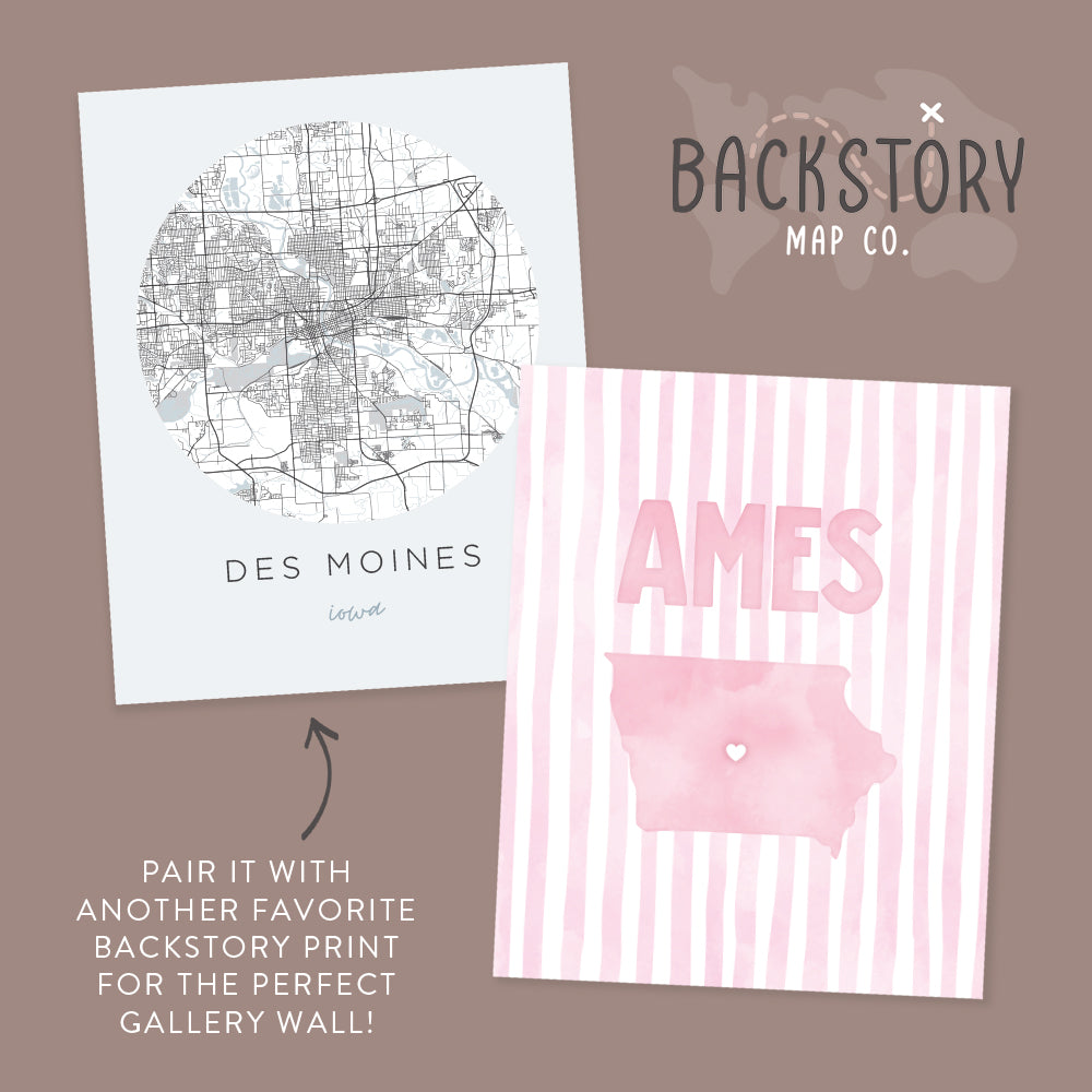 Ames, Iowa Pink Pastel Poster