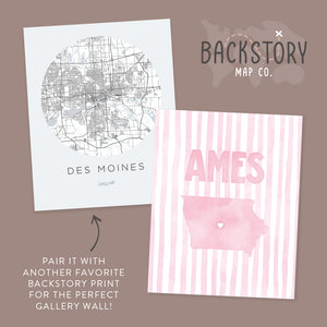 Ames, Iowa Pink Pastel Poster