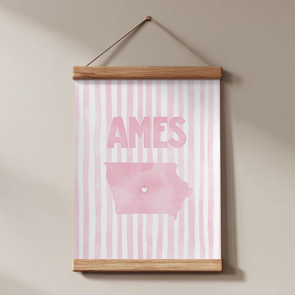 Ames, Iowa Pink Pastel Poster