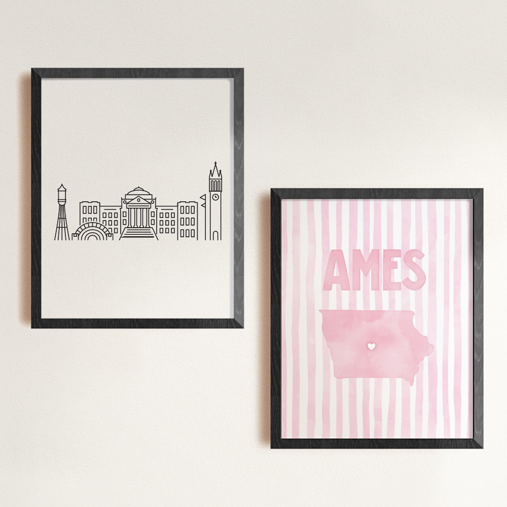 Ames, Iowa Pink Pastel Poster