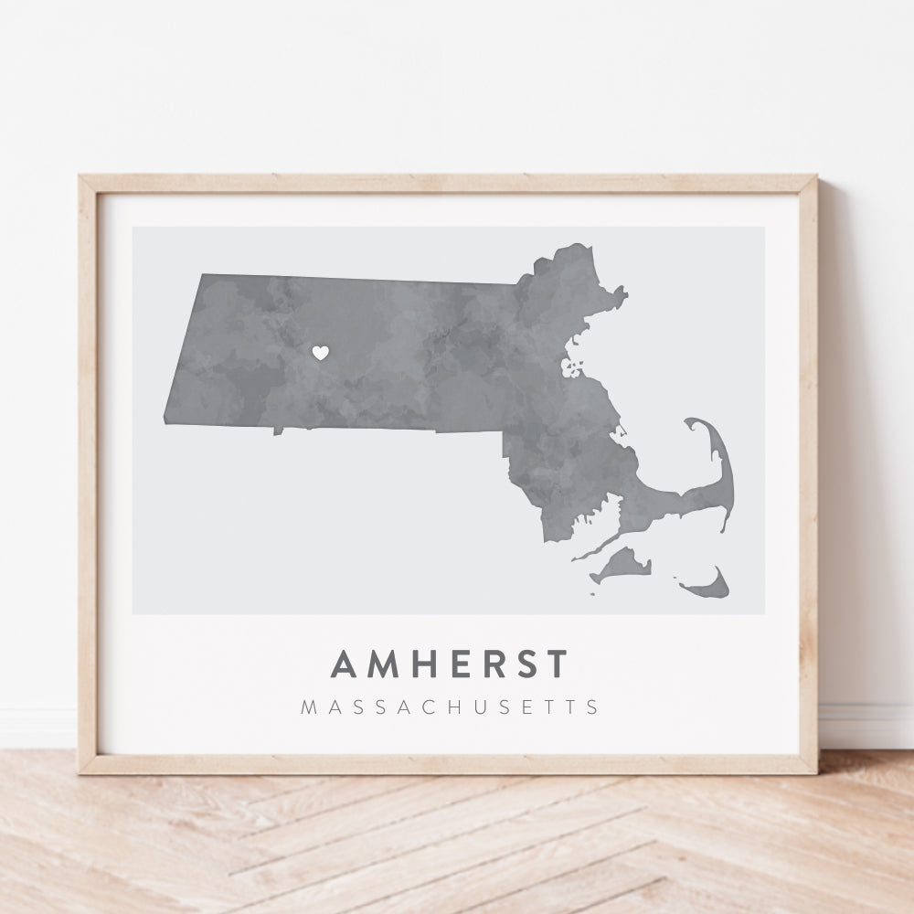 amherst massachusetts map poster