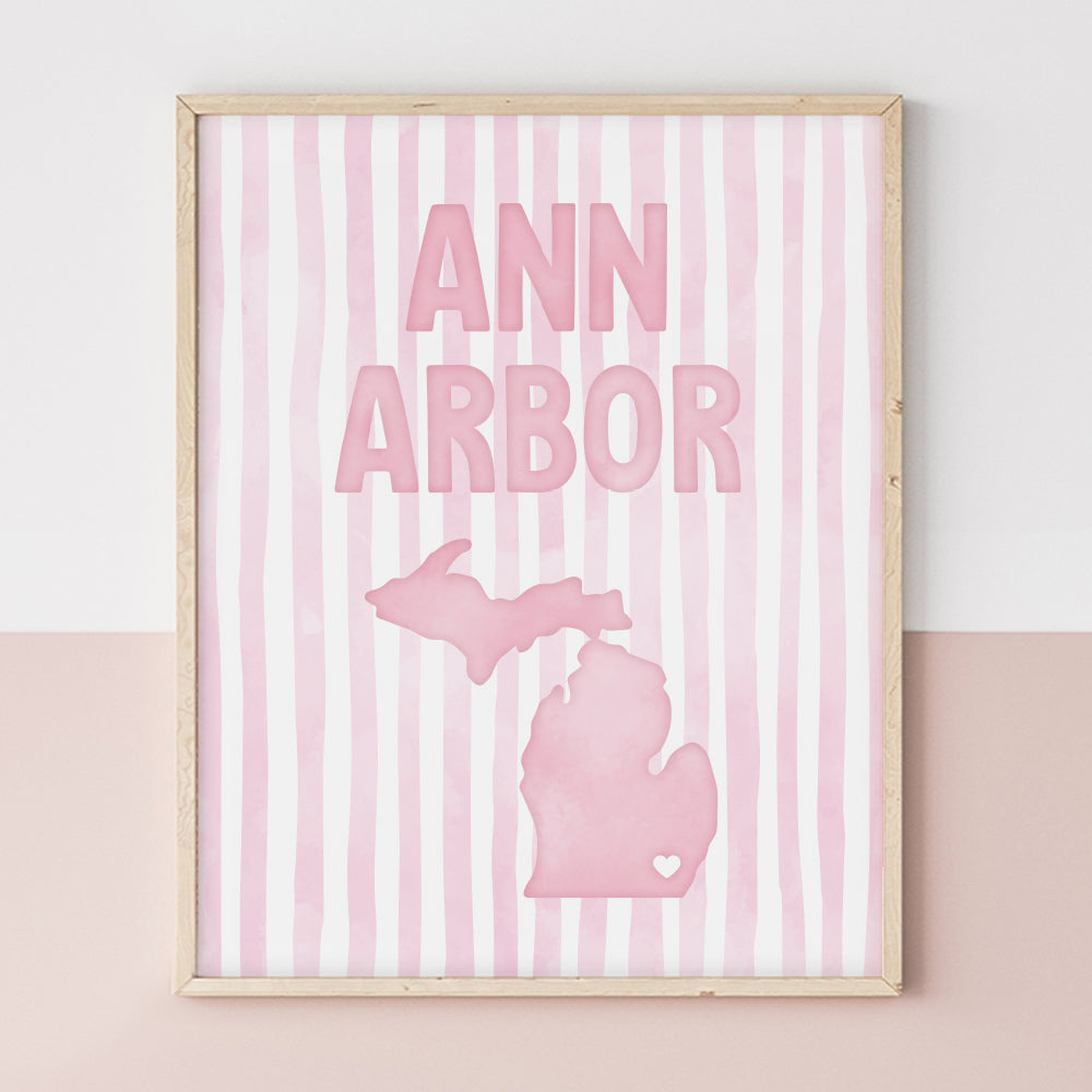 pink university of michigan poster