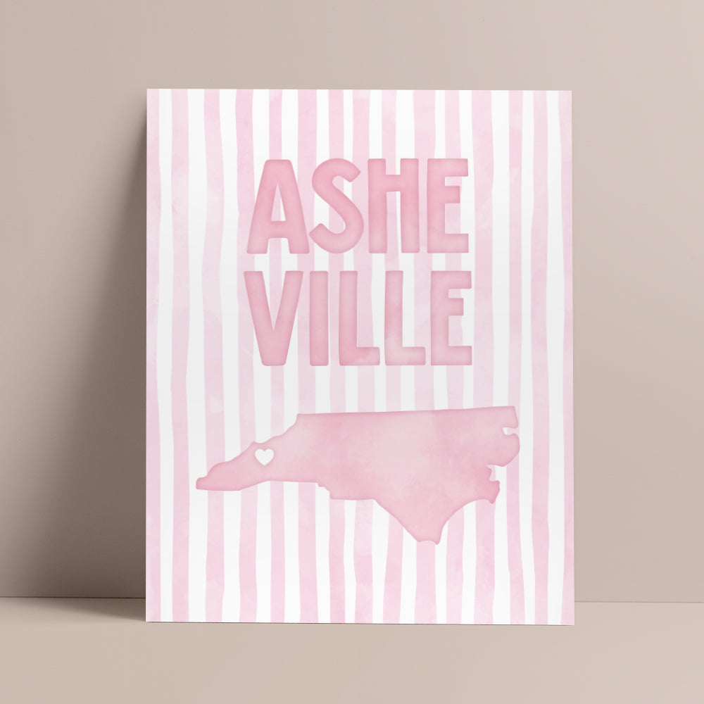 Asheville North Carolina Poster · Asheville North Carolina Pink Pastel Wall Art