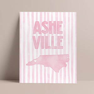 Asheville North Carolina Poster · Asheville North Carolina Pink Pastel Wall Art