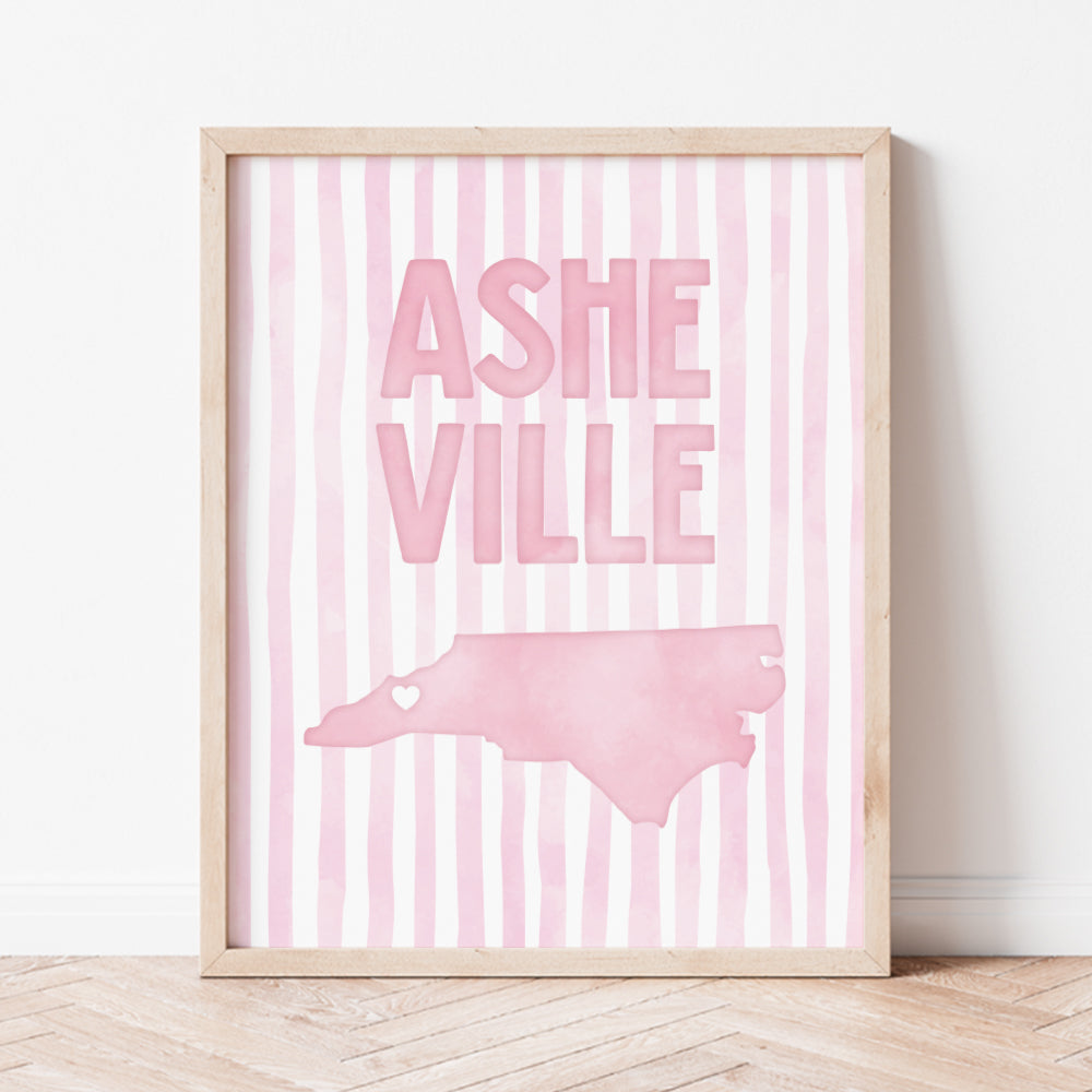 Asheville North Carolina Poster · Asheville North Carolina Pink Pastel Wall Art