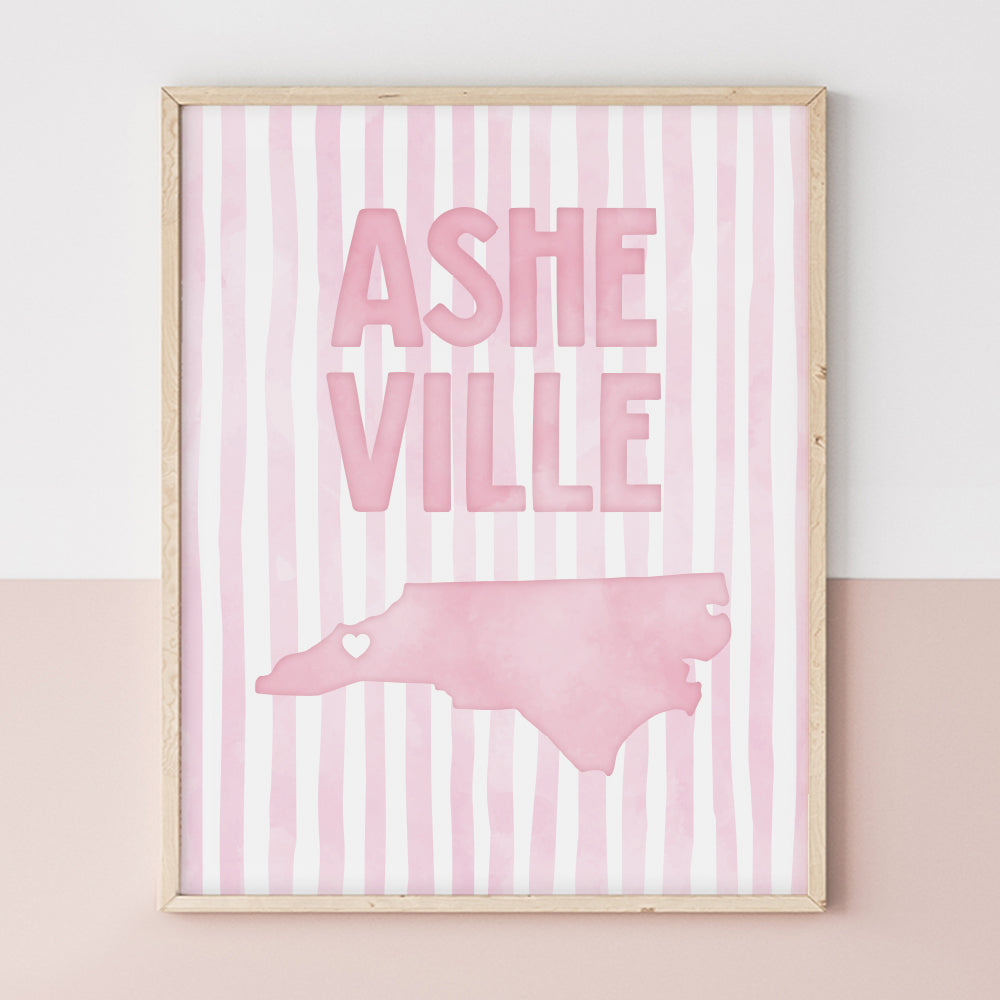 Asheville North Carolina Poster · Asheville North Carolina Pink Pastel Wall Art