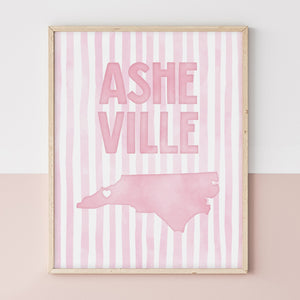 Asheville North Carolina Poster · Asheville North Carolina Pink Pastel Wall Art