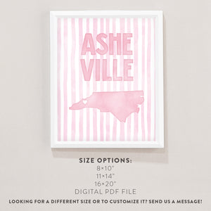 Asheville North Carolina Poster · Asheville North Carolina Pink Pastel Wall Art