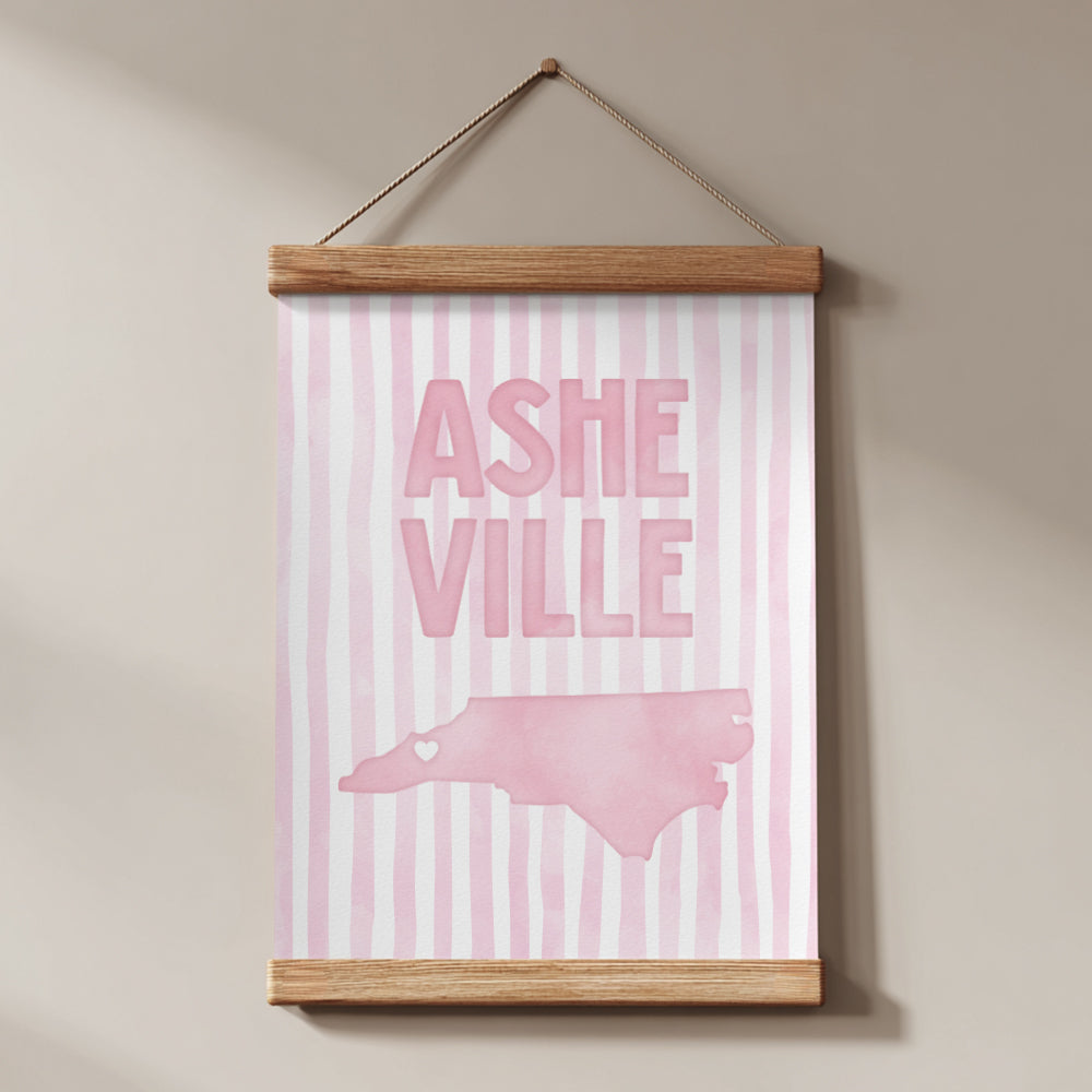 Asheville North Carolina Poster · Asheville North Carolina Pink Pastel Wall Art