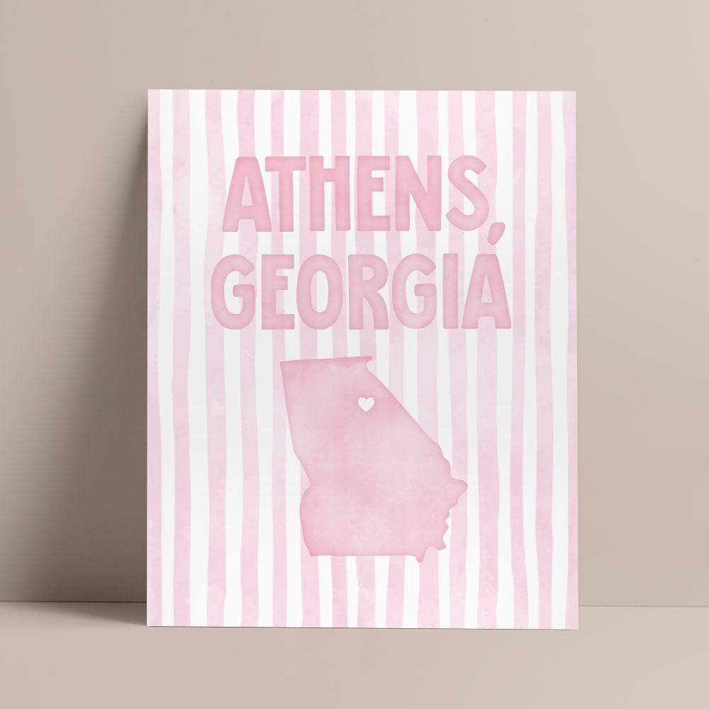 Athens, Georgia Pink Pastel Poster