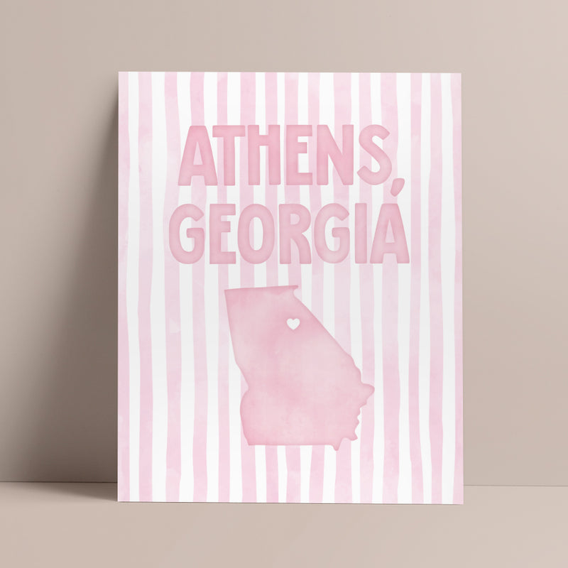 Athens, Georgia Pink Pastel Poster