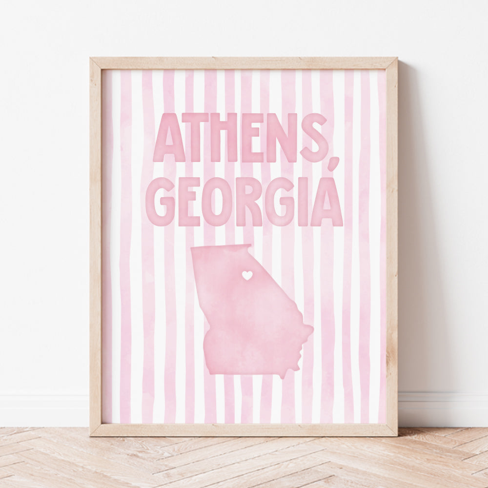 Athens, Georgia Pink Pastel Poster
