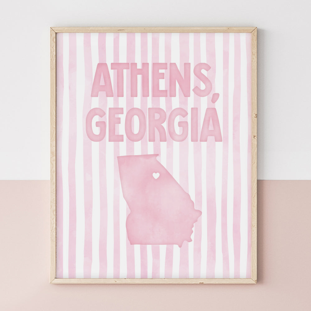 Athens, Georgia Pink Pastel Poster