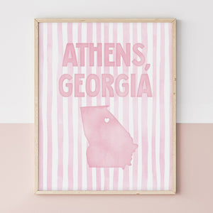 Athens, Georgia Pink Pastel Poster