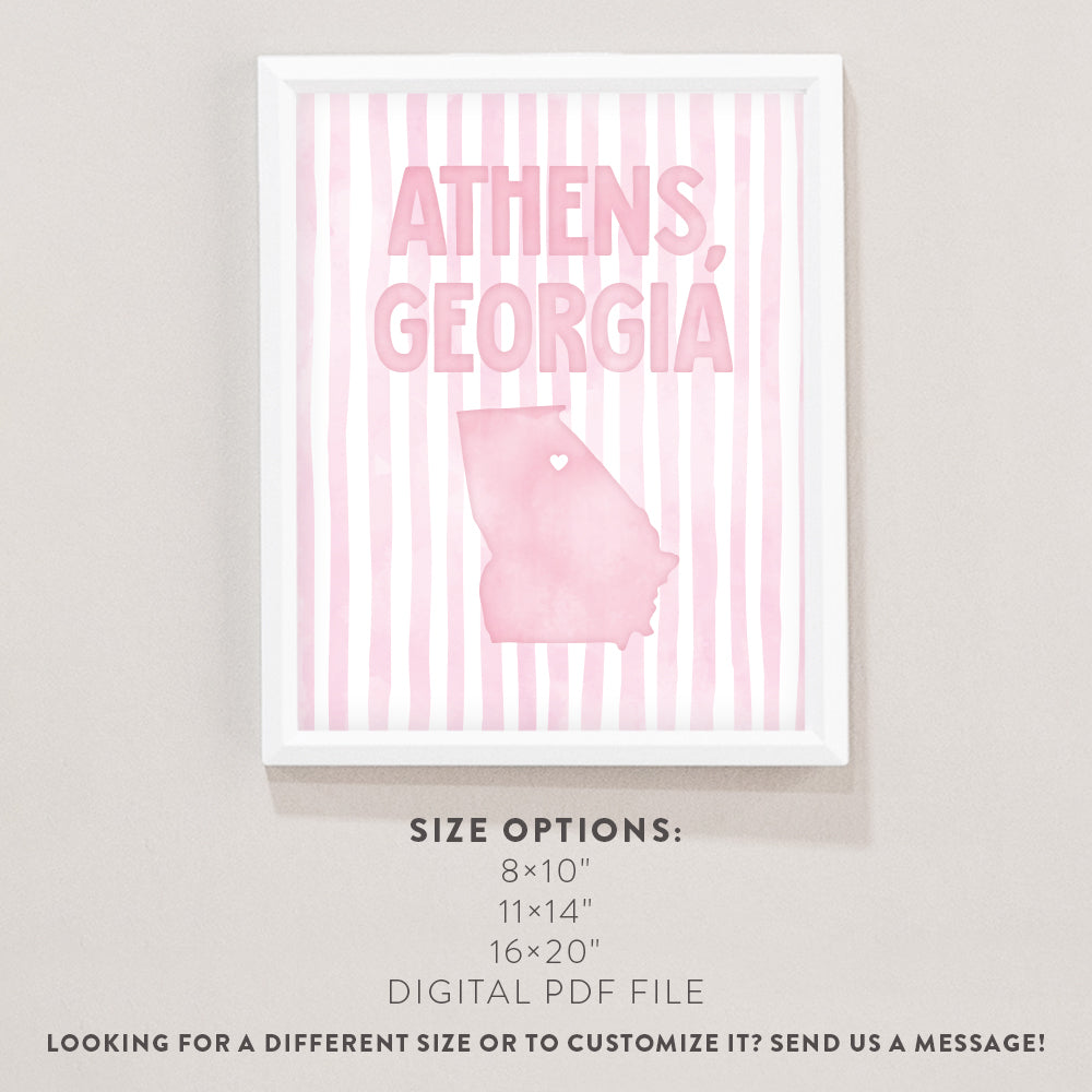 Athens, Georgia Pink Pastel Poster