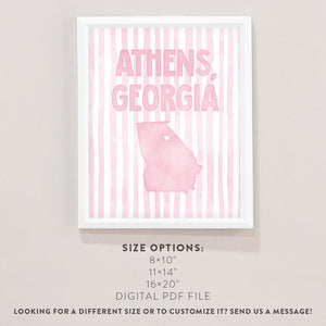 Athens, Georgia Pink Pastel Poster