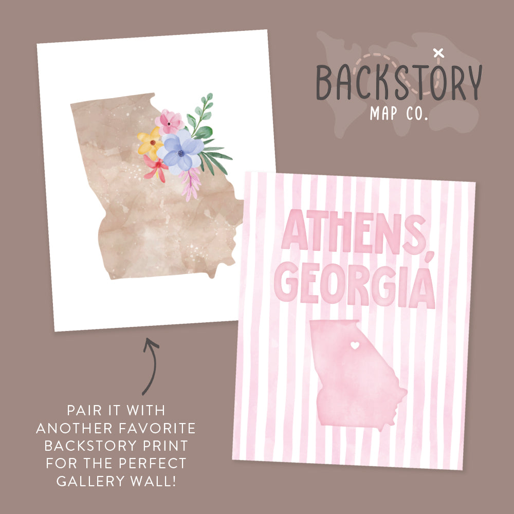 Athens, Georgia Pink Pastel Poster