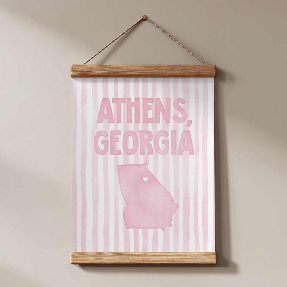 Athens, Georgia Pink Pastel Poster