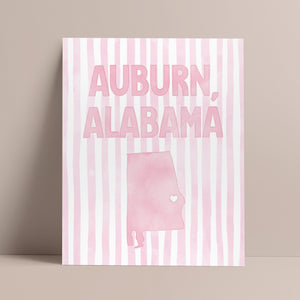 Auburn, Alabama Pink Pastel Poster