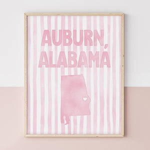 Auburn, Alabama Pink Pastel Poster