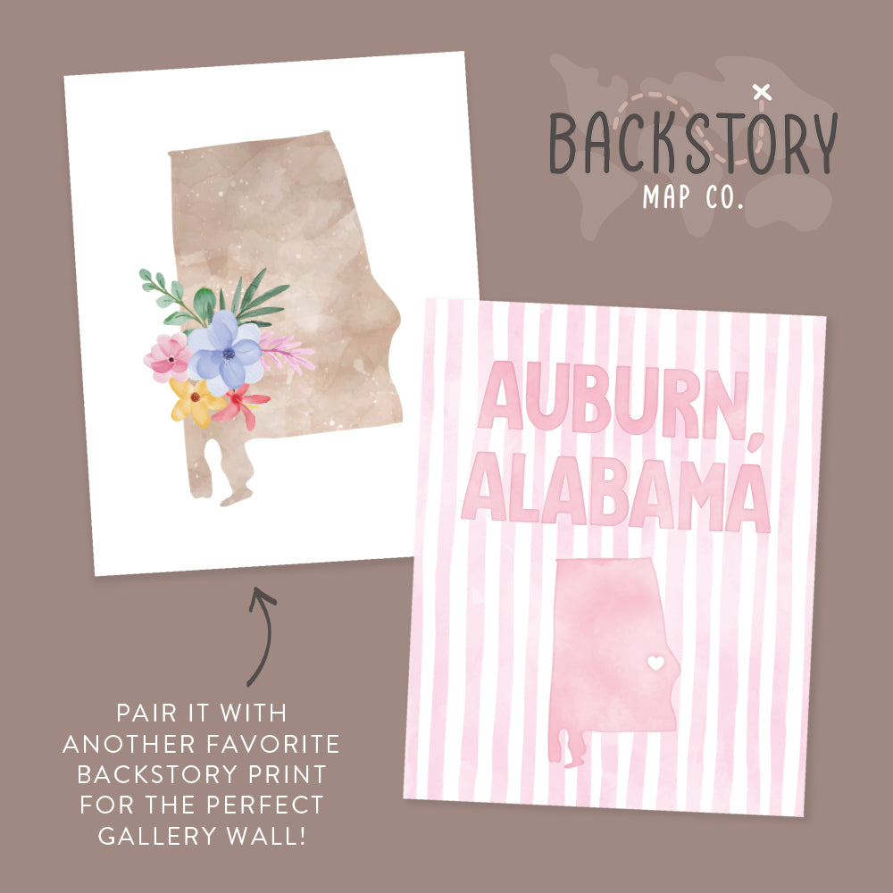 Auburn, Alabama Pink Pastel Poster