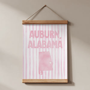 Auburn, Alabama Pink Pastel Poster