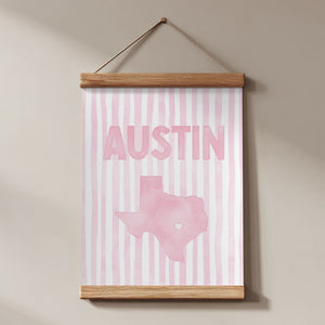 Austin Texas Poster · Austin Texas Pink Pastel Wall Art