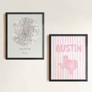 Austin Texas Poster · Austin Texas Pink Pastel Wall Art