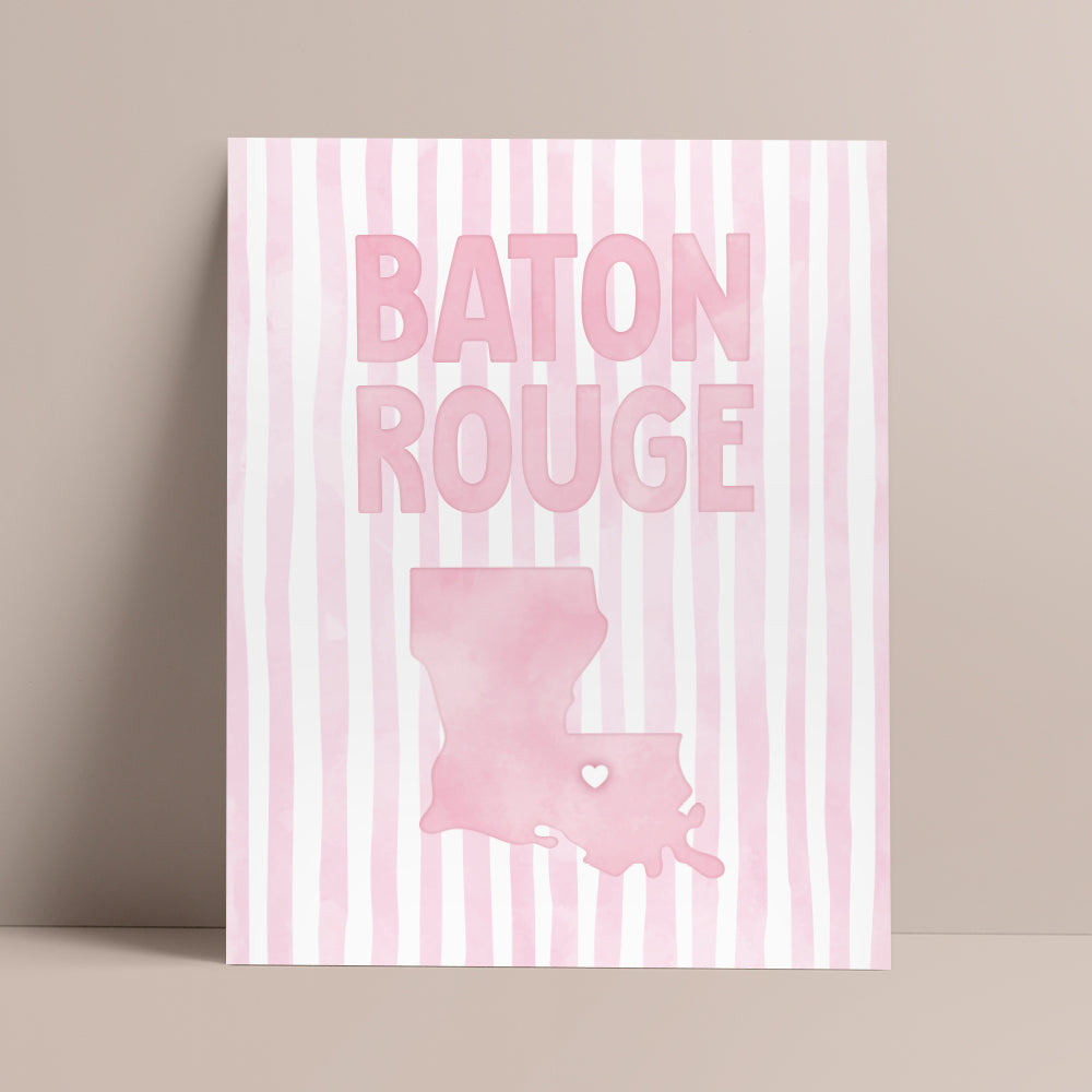 Baton Rouge, Louisiana Pink Pastel Poster