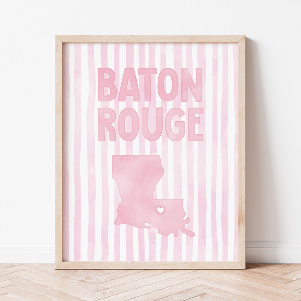 Baton Rouge, Louisiana Pink Pastel Poster