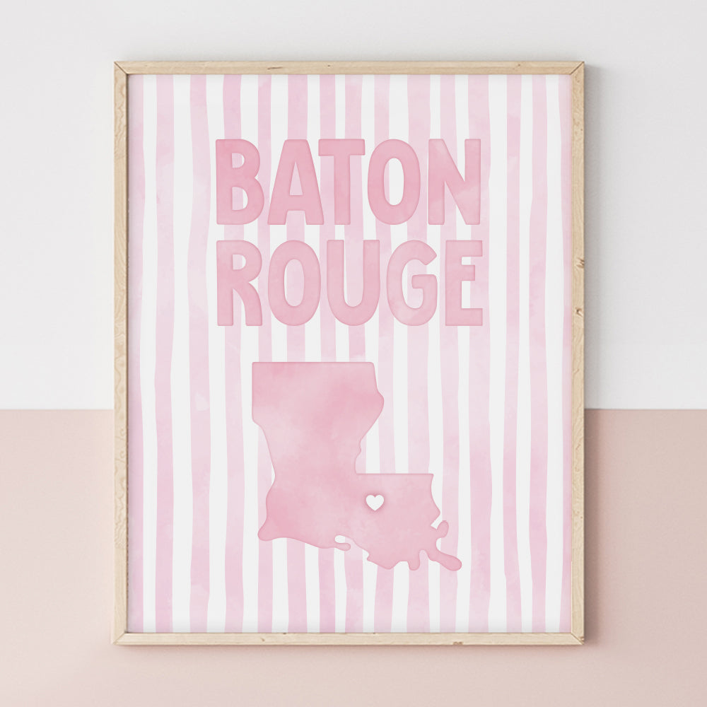 Baton Rouge, Louisiana Pink Pastel Poster