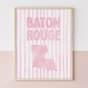Baton Rouge, Louisiana Pink Pastel Poster