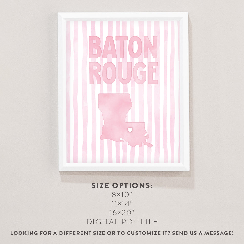 Baton Rouge, Louisiana Pink Pastel Poster