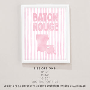 Baton Rouge, Louisiana Pink Pastel Poster