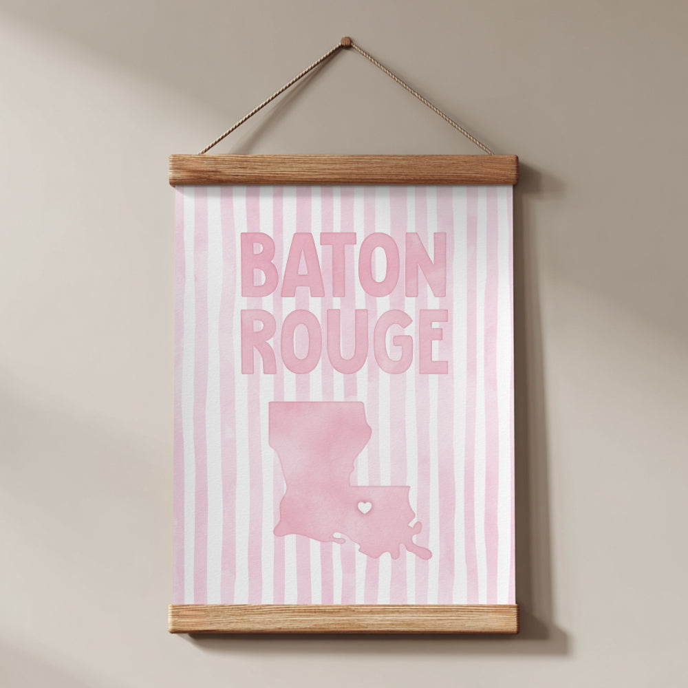 Baton Rouge, Louisiana Pink Pastel Poster