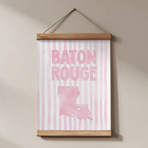 Baton Rouge, Louisiana Pink Pastel Poster