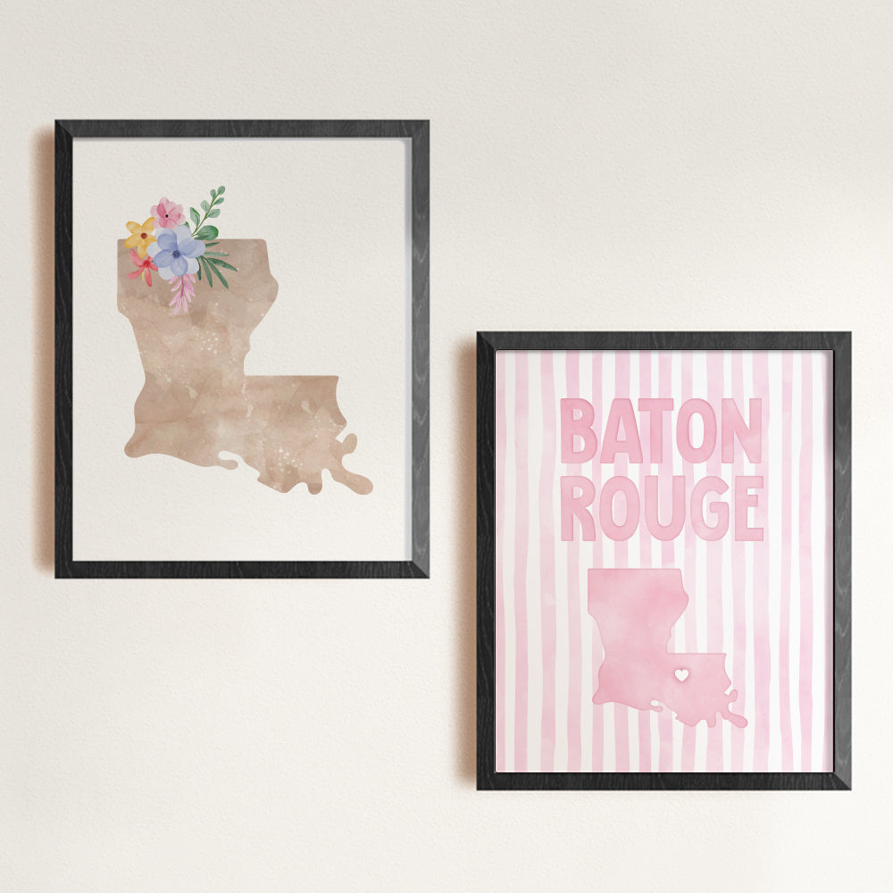Baton Rouge, Louisiana Pink Pastel Poster