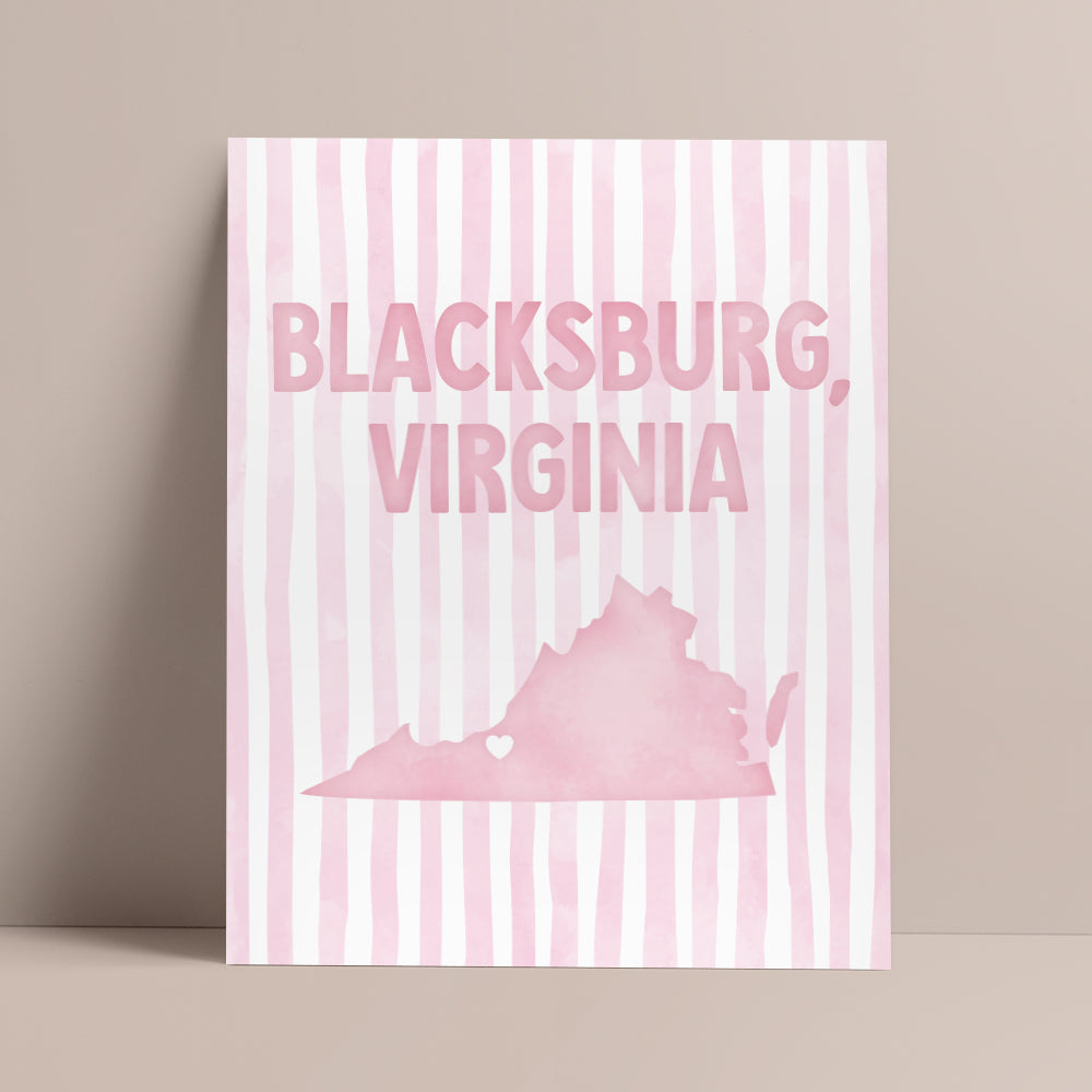Blacksburg, Virginia Pink Pastel Poster