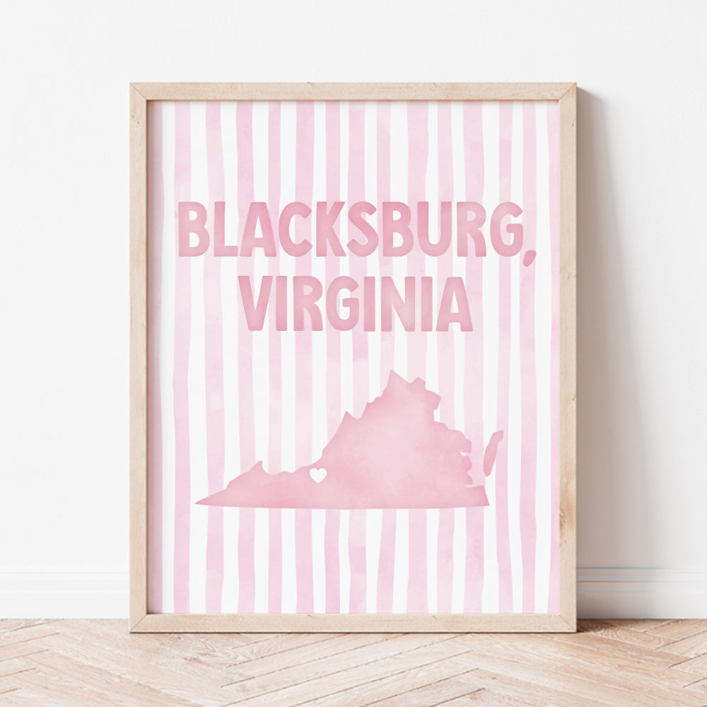 Blacksburg, Virginia Pink Pastel Poster