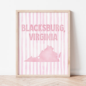 Blacksburg, Virginia Pink Pastel Poster
