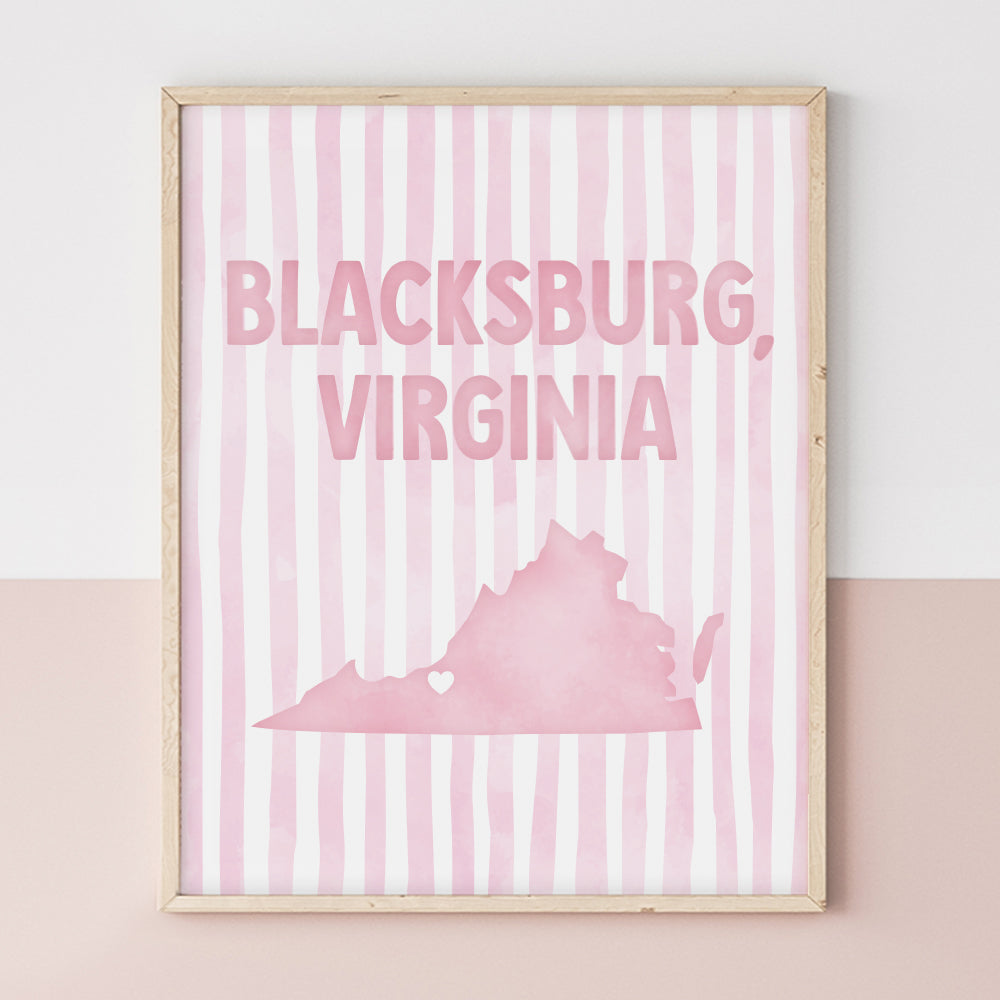 Blacksburg, Virginia Pink Pastel Poster