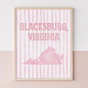 Blacksburg, Virginia Pink Pastel Poster